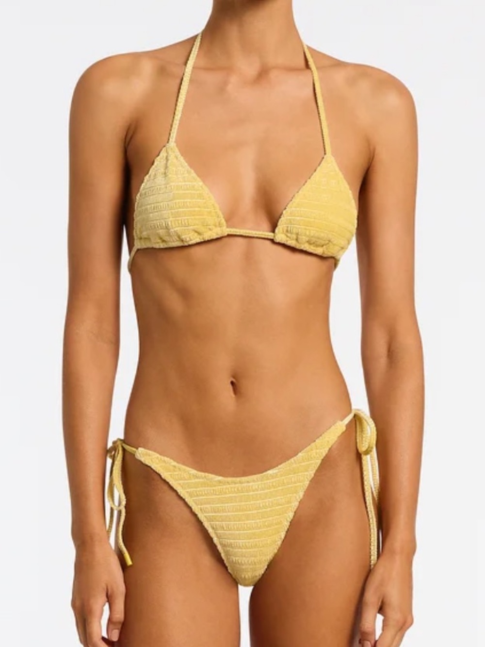 Maca Yellow Velvet Triangl Bikini Set Large top Medium bottom